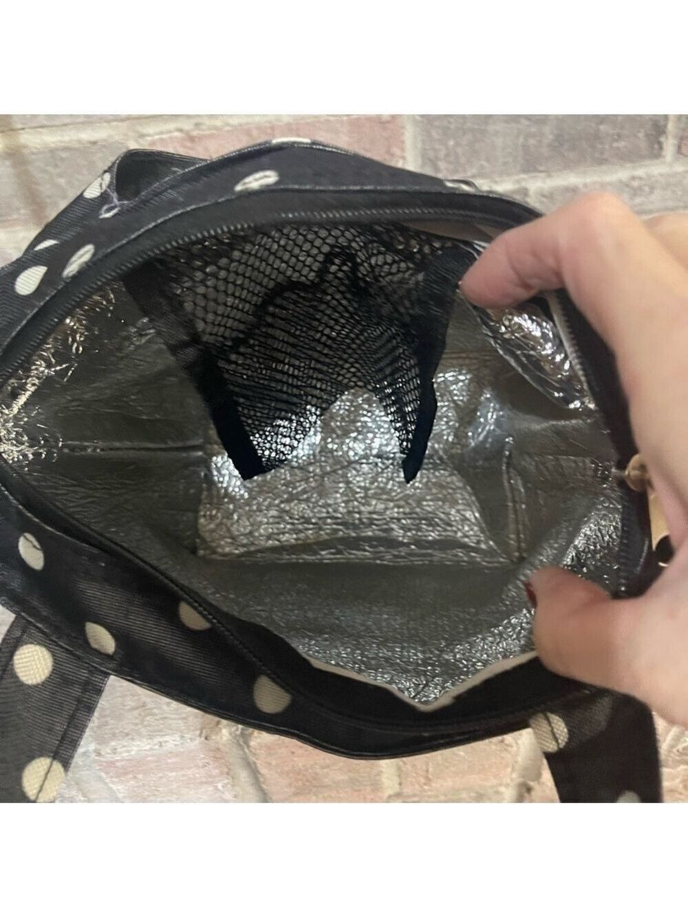 Polka Dot Tote Bag - Black and White - Picture 7 of 9